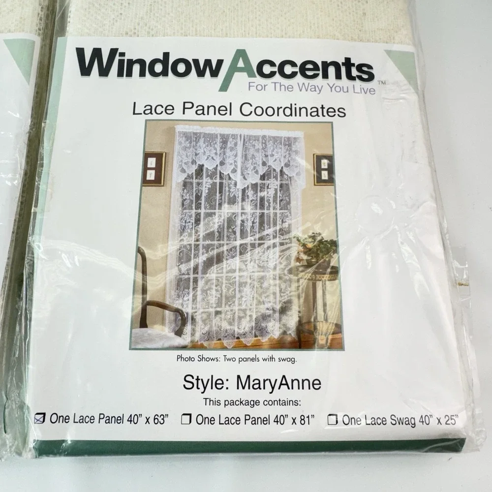 4 X Window Accents Ivory Lace Window Panel NOS 40 x 63